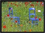 Łąka, Kwiaty, Krzesła