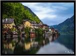 Hallstatt, Austria, Jezioro, Domy, Góry