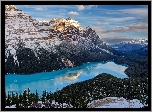 Kanada, Park Narodowy Banff, Góry Canadian Rockies, Jezioro Peyto Lake, Lasy, Zima