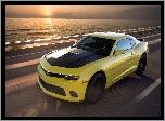 Chevrolet, Camaro, Droga, Morze, Zachód, Słońca