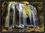 Japonia, Wyspa Honsiu, Wodospad Tatsuzawa Fudo no Taki, Skały, Drzewa