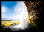 Islandia, Wodospad Seljalandsfoss, Skała