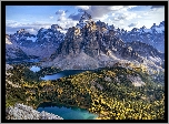 Kanada, Alberta, Góry Skaliste, Mount Assiniboine, Lasy, Jeziora