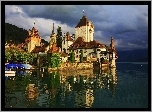 Zamek, Oberhofen Castle, Kanton Berno, Szwajcaria, Jezioro Thun