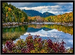 Stany Zjednoczone, Stan Maine, Park Narodowy Acadia, Jezioro, Jordan Pond, Lasy, Roślinność, Góry, Bubble Mountains