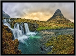 Islandia, Półwysep Snæfellsnes, Góra Kirkjufell, Wodospad Kirkjufellsfoss