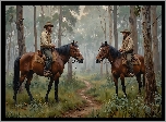 Mężczyźni, Konie, Las