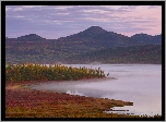 Góry, Jesień, Mgła, Jezioro, Jack London Lake, Kołyma, Obwód magadański, Rosja