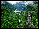 Miasteczko, Dolina, Góry, Geirangerfjord, Norwegia, Fiord