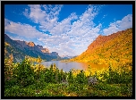 Jezioro, Saint Mary Lake, Góry, Park Narodowy Glacier, Stan Montana, Stany Zjednoczone