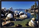 Nevada, Jezioro, Tahoe, Ośnieżone, Kamienie