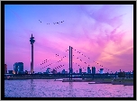 Dusseldorf, Niemcy, Rzeka Ren, Wieża telekomunikacyjna, Rhine Tower