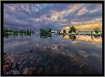 Stany Zjednoczone, Kolorado, Park stanowy, Chatfield State Park, Jezioro, Chatfield Lake, Chmury, Drzewa