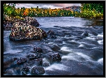 Rzeka, Du Diable River, Kamienie, Park Narodowy Mont Tremblant, Prowincja Quebec, Kanada