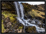 Islandia, Wodospad, Selvallafoss, Rzeka, Skały, Kamienie