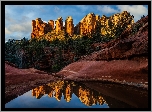 Stany Zjednoczone, Arizona, Sedona, Czerwone Skały, Drzewa, Siedem Świętych Basenów, Seven Sacred Pools, Woda, Odbicie