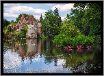 Zamek Scotney, Scotney Castle, Wieś Lamberhusrt, Hrabstwo Kent, Anglia, Jezioro