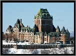 Zamek Frontenack, Hotel Château Frontenac, Quebec, Kanada, Zima